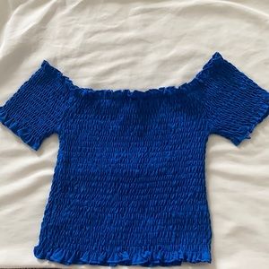 Off The Shoulders Deep Blue Crop (Worn & Cleaned)